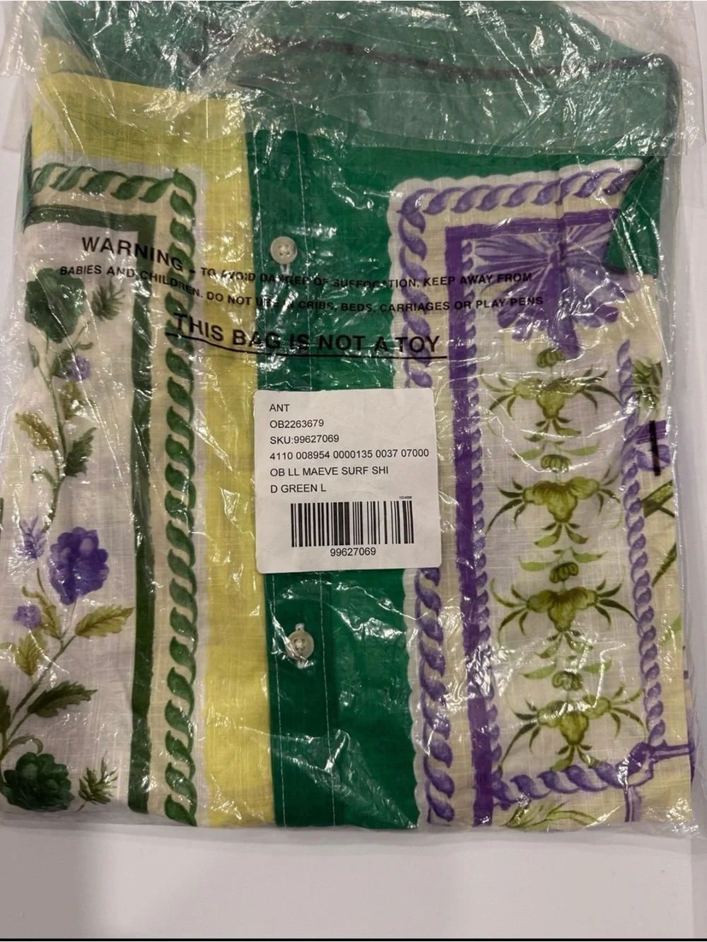 Maeve Anthropologie Surf Shirt NWT L Green Floral - Picture 6 of 9